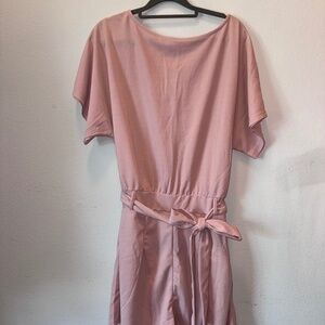 Brand New Pink Belted Short Sleeve Romper | Size Small (US 4-6)